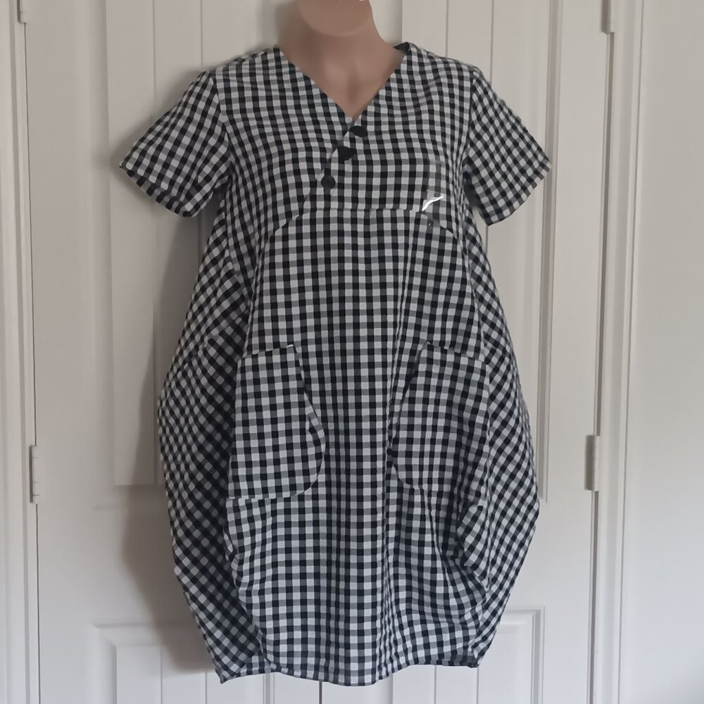 Dubgee By Whoopi Gingham Plaid Short Sleeve Dress With Pockets Size S